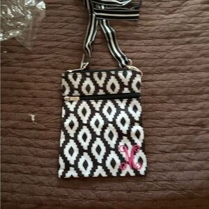 Black and White Geometric Crossbody Bag